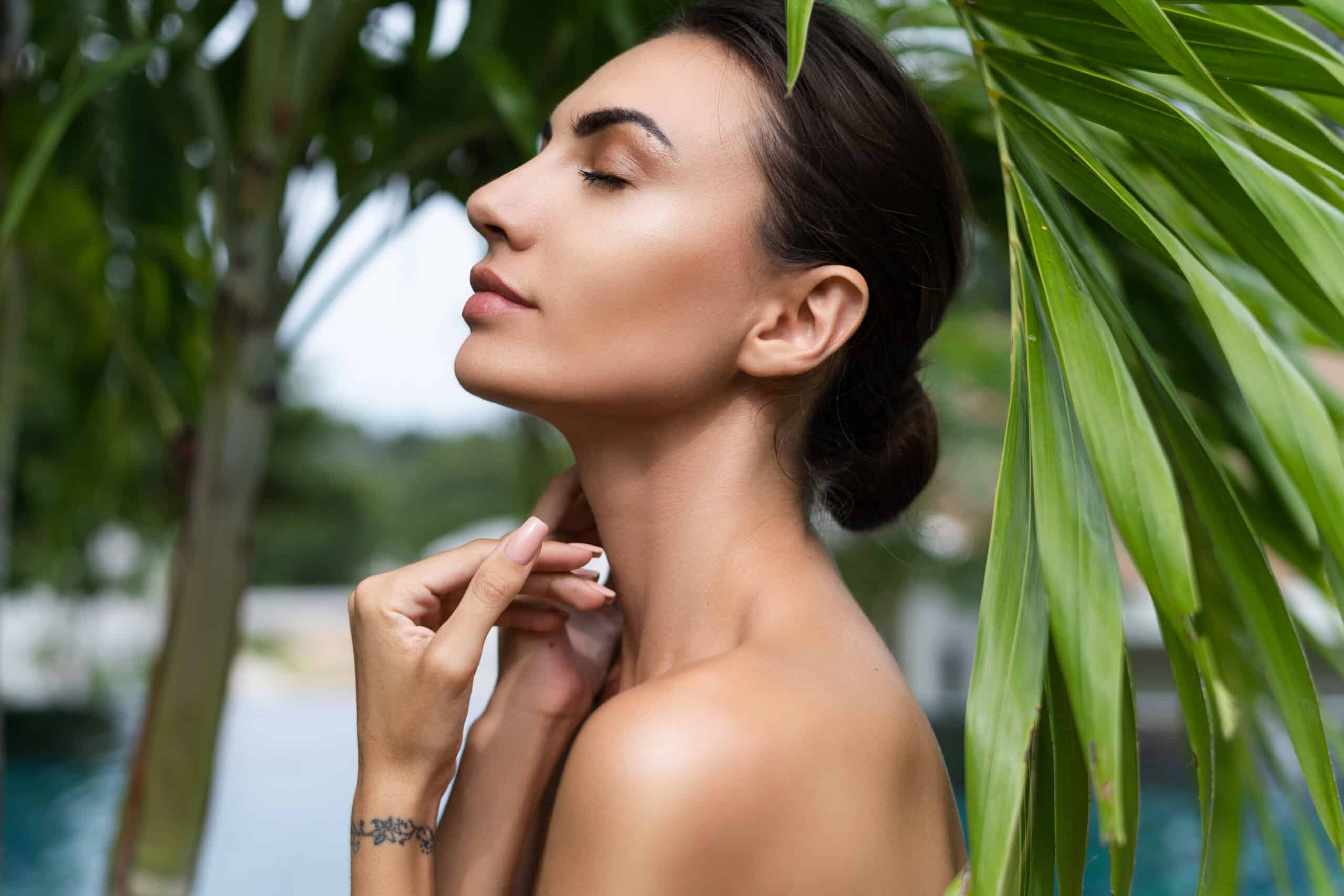 Beauty portrait, soft skin. Female model with natural make-up